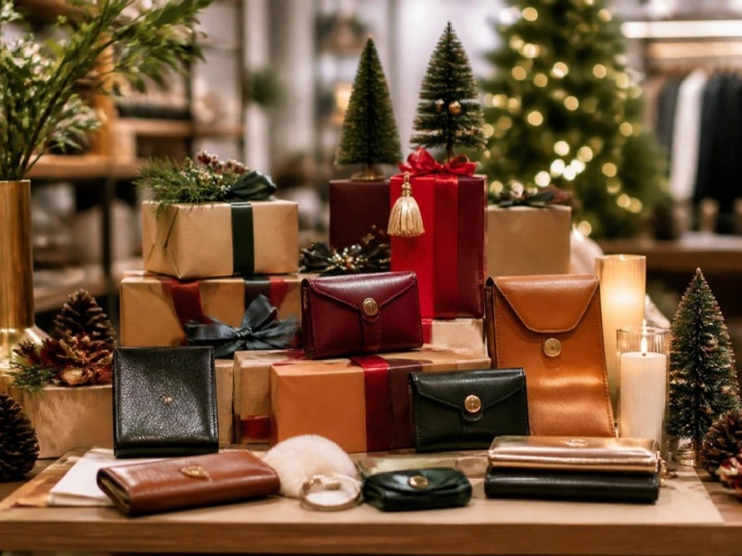 クリスマスシーズンの服飾雑貨のポップアップのイメージ（AI生成）