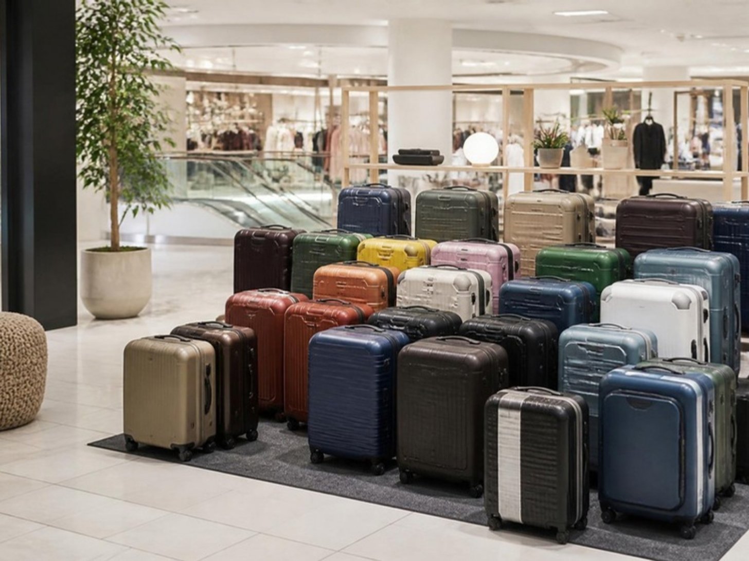 スーツケース専門店のポップアップのイメージ（AI生成）